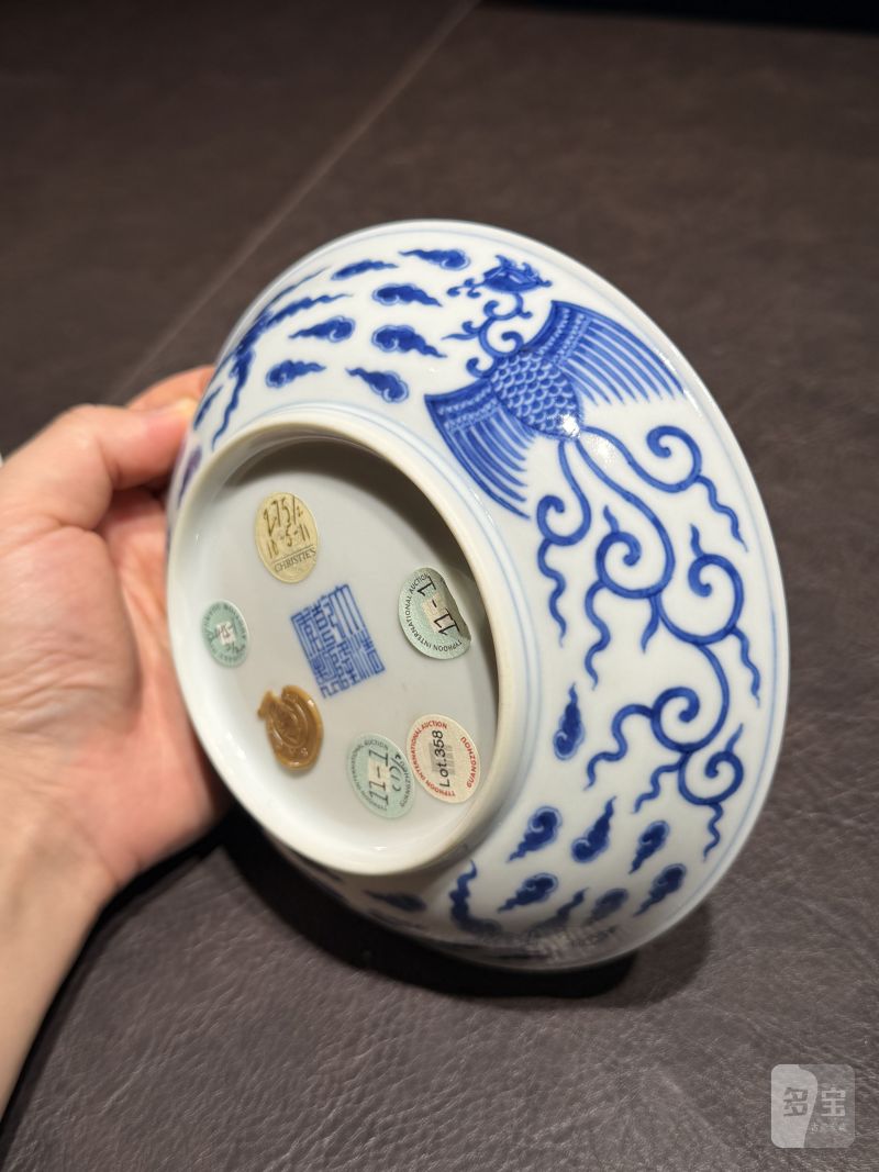 清乾隆 青花对头凤纹盘一对 - 图24